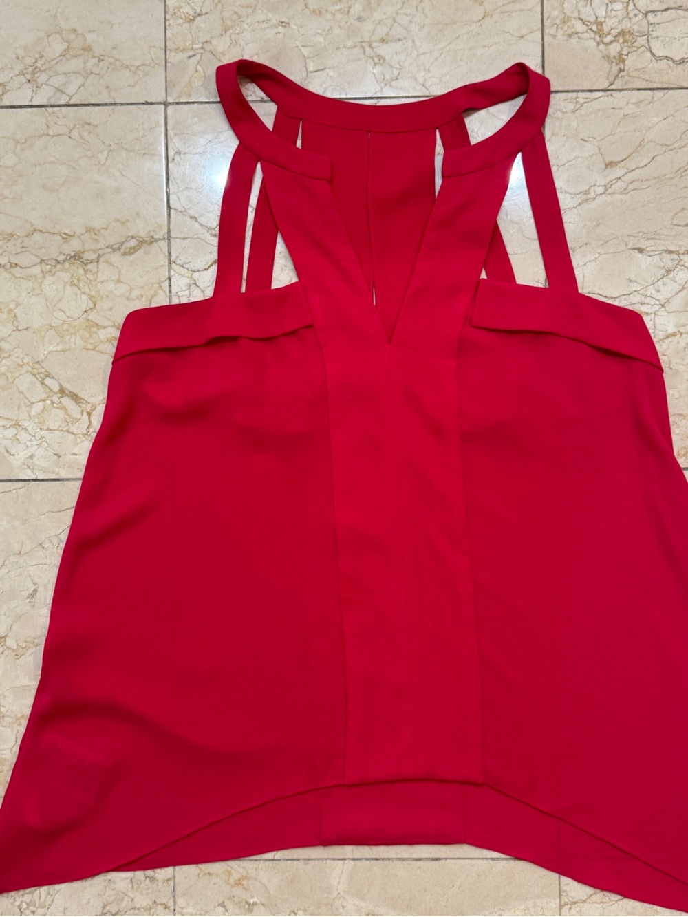 BCBGMaxAzria Hot Pink Sleeveless V-Neck Top